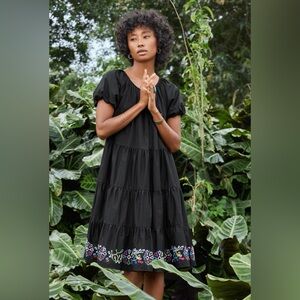 Johnny Was Jade Amanza Tiered Embroidered Midi Dress Size Large